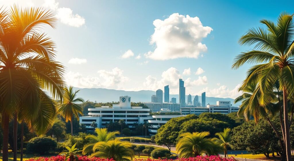 A picturesque view of Campos dos Goytacazes, Brazil, showcasing the vibrant blend of urban and natural elements. In the foreground, lush green parks with palm trees and colorful flowers are present, creating a lively atmosphere. In the middle, feature modern healthcare facilities and clinics, symbolizing the Maximo Consultoria and Sulamerica Hospital Plan, with professional-looking doctors in neatly pressed business attire discussing plans. The background displays the iconic skyline of Campos dos Goytacazes under a bright blue sky, with soft, fluffy clouds. The lighting is warm and inviting, capturing the essence of a sunny day. The angle is slightly elevated, allowing for a comprehensive view of the city’s blend of healthcare and natural beauty, evoking a sense of community and professionalism. A picturesque view of Campos dos Goytacazes, Brazil, showcasing the vibrant blend of urban and natural elements. In the foreground, lush green parks with palm trees and colorful flowers are present, creating a lively atmosphere. In the middle, feature modern healthcare facilities and clinics, symbolizing the Maximo Consultoria and Sulamerica Hospital Plan, with professional-looking doctors in neatly pressed business attire discussing plans. The background displays the iconic skyline of Campos dos Goytacazes under a bright blue sky, with soft, fluffy clouds. The lighting is warm and inviting, capturing the essence of a sunny day. The angle is slightly elevated, allowing for a comprehensive view of the city’s blend of healthcare and natural beauty, evoking a sense of community and professionalism.